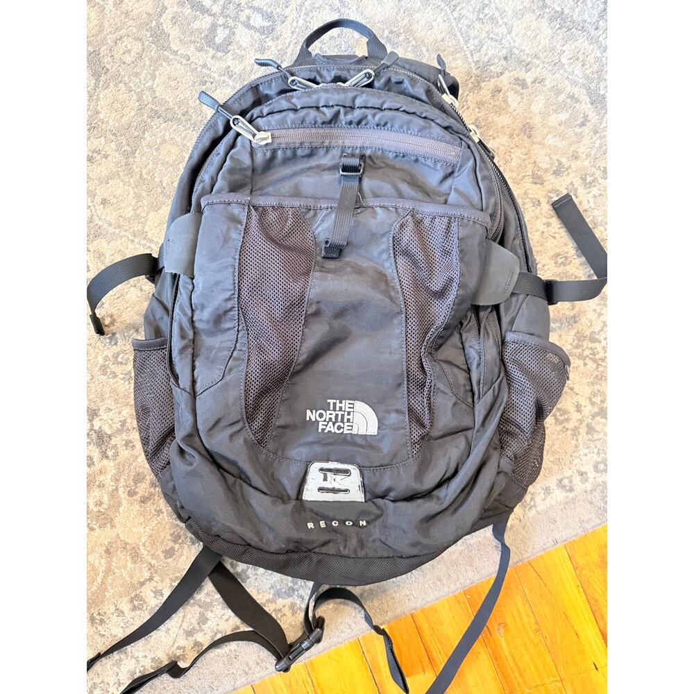 The North Face Recon Backpack Black Gray Laptop School Hiking Travel Bag